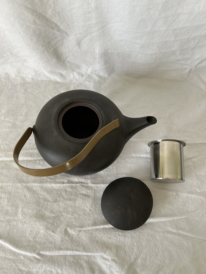 Teavana Stoneware Dark Brown Pebble Teapot with Infuser eBay