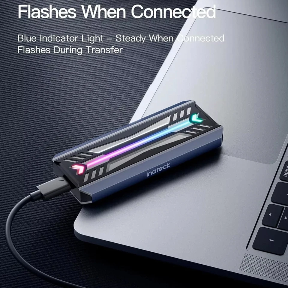 Inateck M.2 NVMe SATA SSD Gehäuse RGB,USB 3.2 Gen 2 (10 Gbps) Gehäuse UASP75