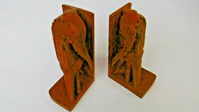 Serre-livres En Bois Sculpté - Forme Crocodile - Déco Vintage
