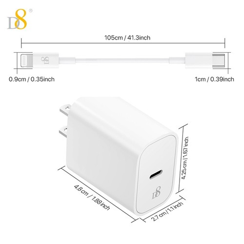 For Apple Fast Charger 20W Type-C to iPhone Cable & Power Adapter - 第 13/13 張圖片