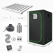 Grow Tent 2.7x2.7ft Hydroponics System Kit w/LED Grow Light + 4" Fan Kit Filter