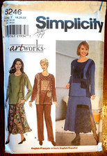Simplicity 8246 Sz 18-22 Sewing Pattern UNCUT Pullover Top Pants Flared Skirt