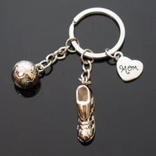 Soccer Mom Keychain Ball Shoe Metal Football Key Chain Car Ring Heart Love Gift