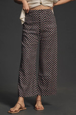 NWT Anthropologie Dot The Colette Cropped Wide-Leg Pants by Maeve: Linen Edition