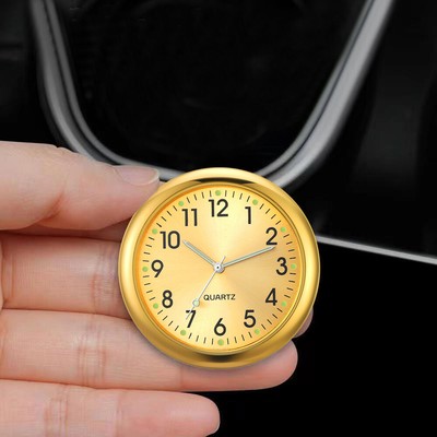 Gold Mini Car Dashboard Clock Stick On Watch Accessories For Vehicle Truck Boat