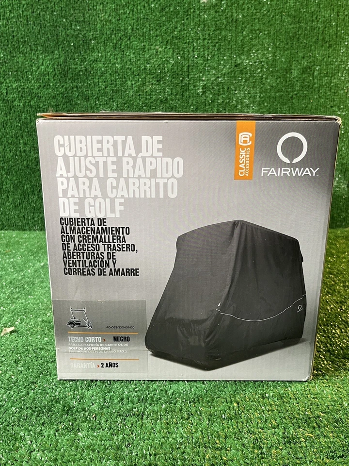 Fairway Golf Car Cubierta Ajuste Rápido Techo Corto Negro 2 Personas Foto 4 de 4