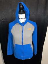 youth northface full zip hoodie fleece grey blue orange unisex
