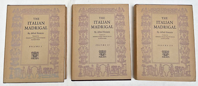 The Italian Madrigal Volumes 1-3 Alfred Einstein Books HC DJ 1971 Princeton