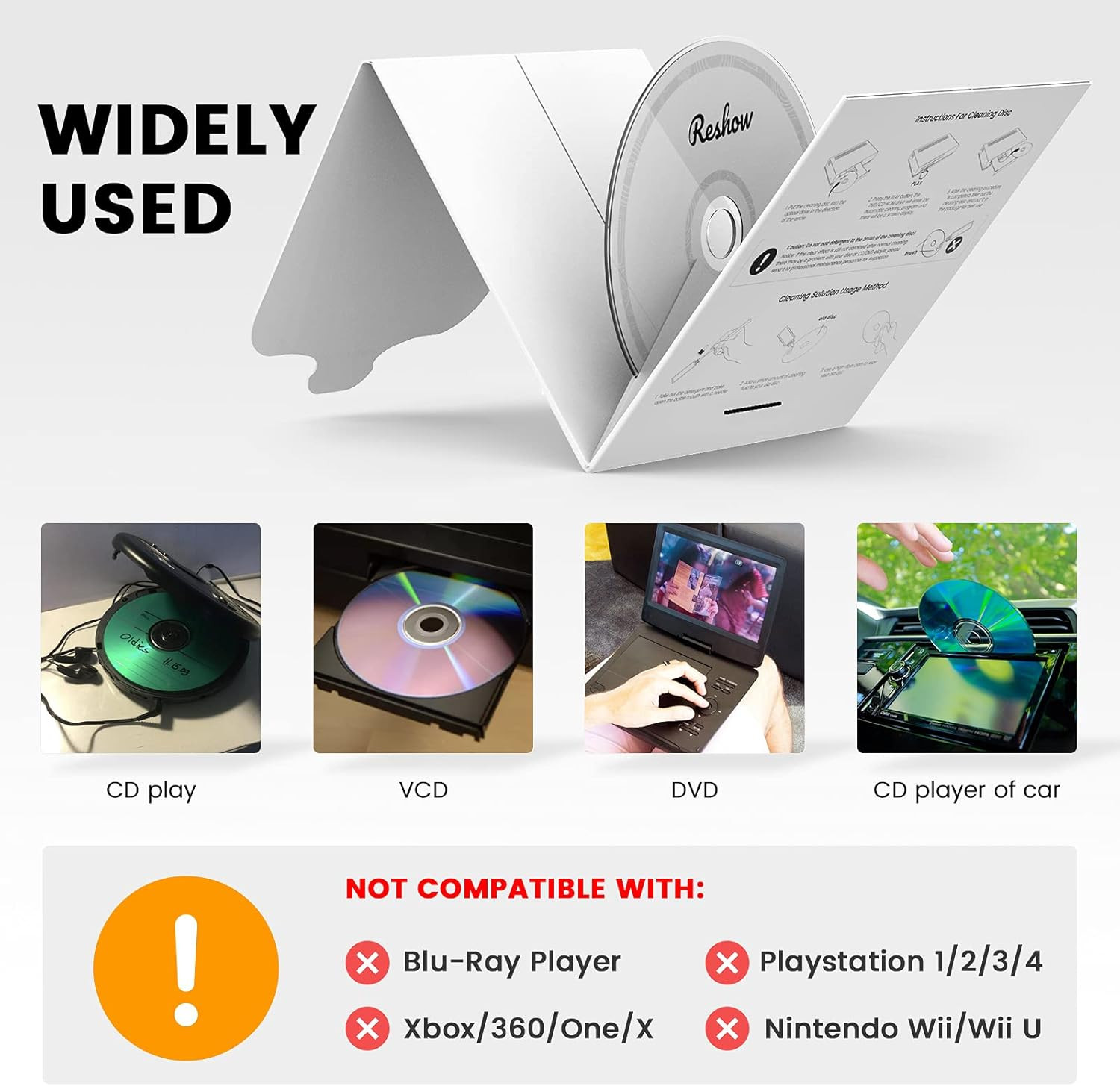 Laser Lens Disc Cleaner Kit for CD & DVD Player without Scratching the Optics - 