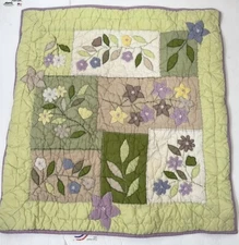 Pottery Barn Cotton French Country Quilted Square Floral Pillow Sham Euro Size