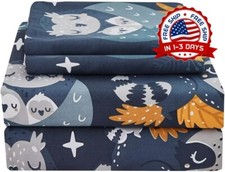 Twin Size Sabanas Juego De 3 Pieza Ropa Cama Para Ni os, B ho Azul Marino NUEVO.