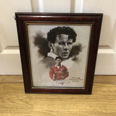 Rare Ryan Giggs Manchester United & Wales Steve Mac Painting Framed - 38 x 33cm