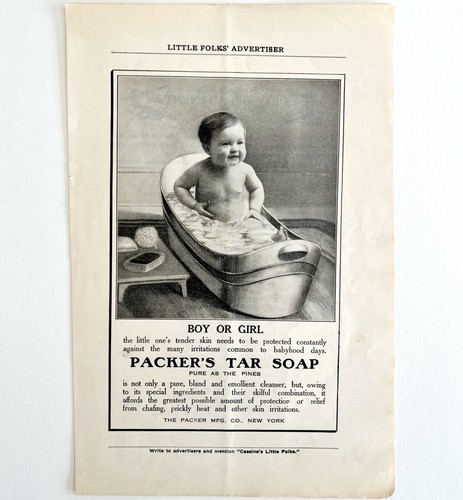 Packer's Tar Soap 1909 Advertisement Cute Baby In Bath Tub Hygiene DWCC16 - Picture 2 of 2