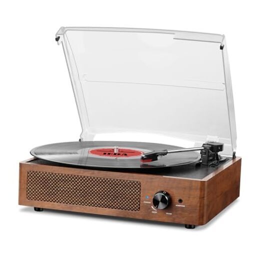 Vinyl Record Players Vintage Turntable for Vinyl Records with Speakers Orange-image