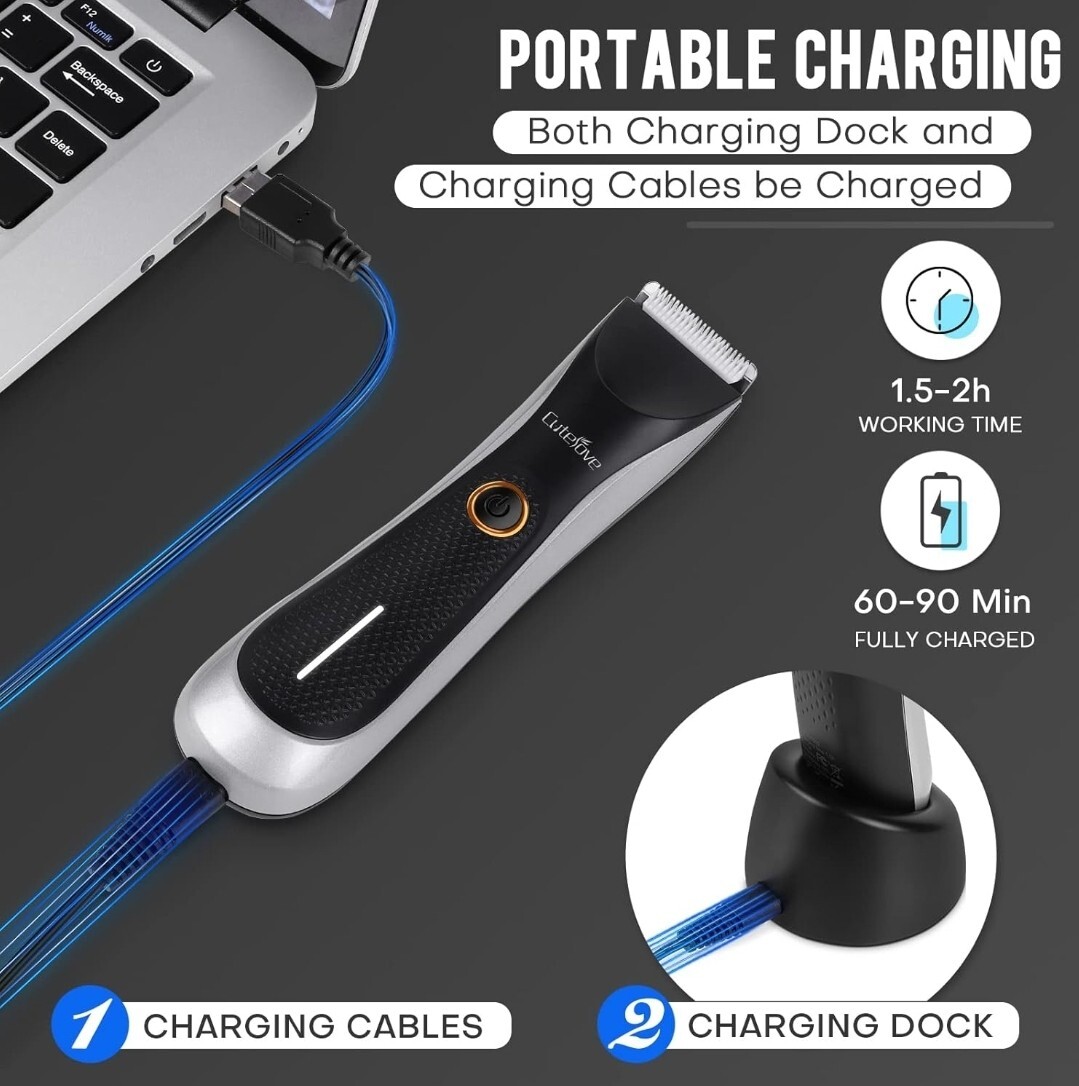 Body Hair Trimmer for Men Electric Ball Shaver Groomer Waterproof Rechargeable eBay