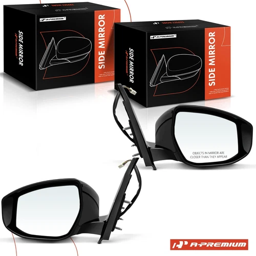 2x Black Smooth Power Heated Mirror w/ Turn Signal Light for Nissan Maxima 16-23