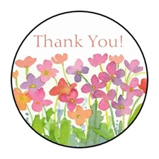 30  Thank You Envelope Seals Labels Stickers 1.5" Round flowers watercolor
