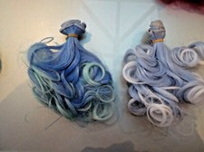 1 x CURLY HAIR PIECE FOR DOLLS 33" 85 cm Blue / mint Green or Light blue and Whi