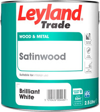 Image of Leyland Trade Satinwood Paint - Brilliant White 2.5L