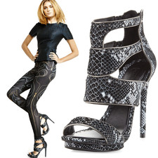 BCBG Maxazria Sandals Freeda Cutout Black Stiletto Shoes Pumps 38.5-8.5