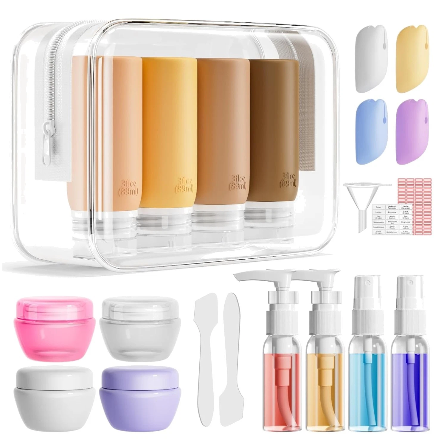 Apricot Toiletry Bag with 21 Travel Bottles