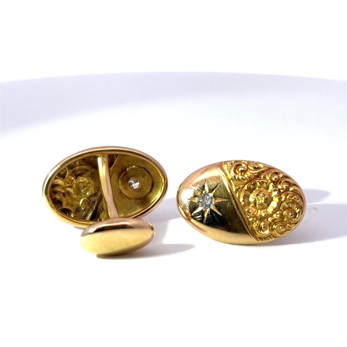 14k Gold Antique Diamond (Old Mine Cut Diamonds) Cufflinks