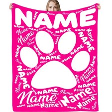 One Custom Dog Paw Print Blanket Featuring a Name/Text And a Paw Pattern, Perfe