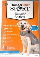 ThunderShirt Sport Dog Anxiety Calming Vest Large Platinum Gray Orange