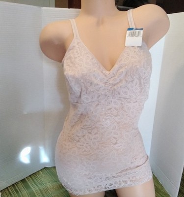 NWT Bali Lace 'N Smooth Firm Control Shaping Cami Nude XL Lace Tank Top