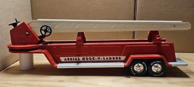 Nylint 1970'sAerial Hook-N-Ladder Pressed Steel Fire Truck Trailer Red&White Toy