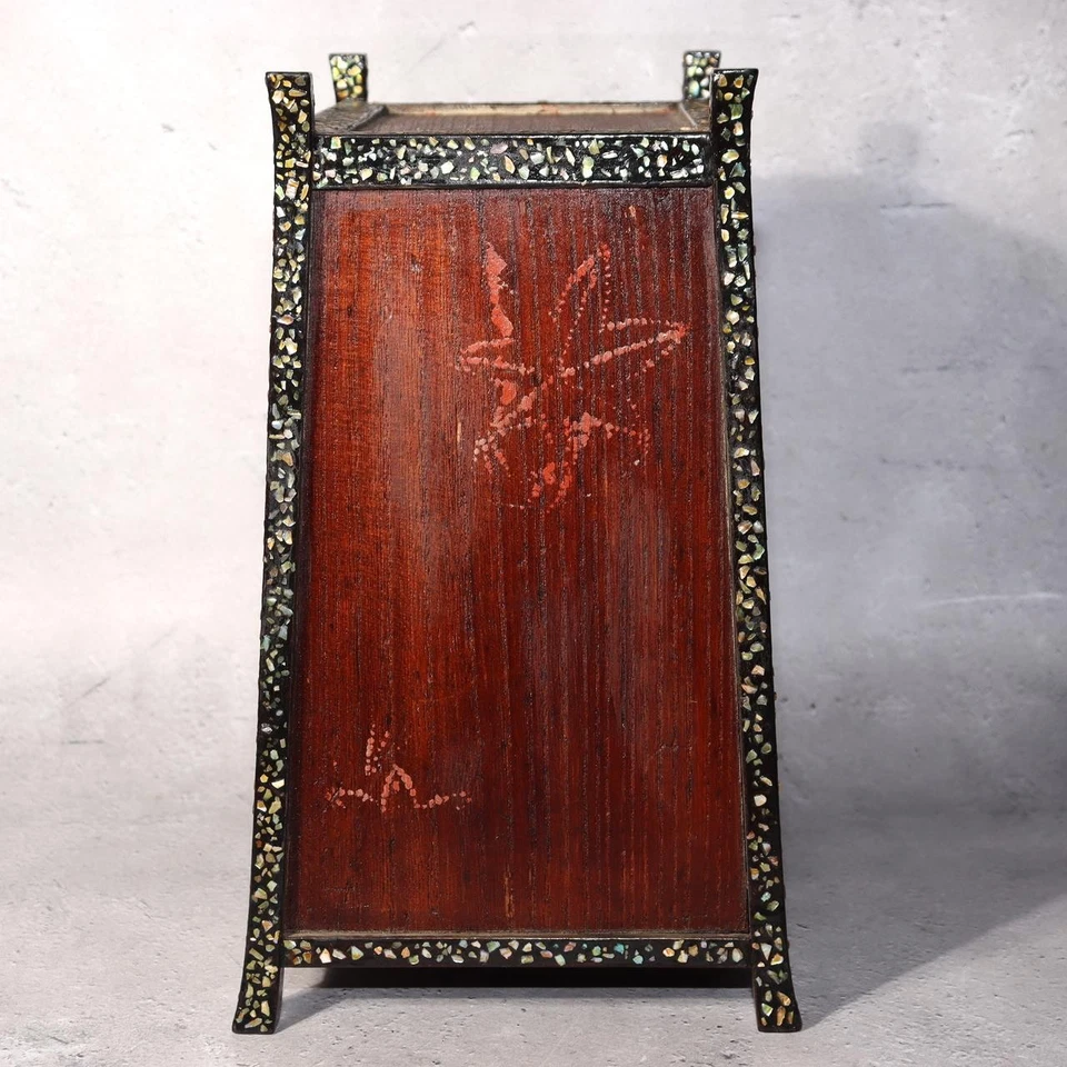 Antiguo gabinete de almacenamiento japonés de madera con incrustaciones de madreperla WBX322 Foto 4 de 4