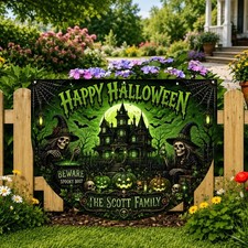 Custom Witch Halloween Pumpkin Fan Flag Banner Pumpkin Haunted House Fence Flag