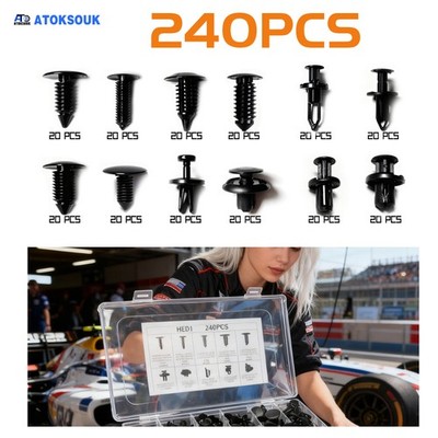240pcs+5 For Ford Focus Plastic Rivets Push Fasteners Bumper Retainer Clips Kit