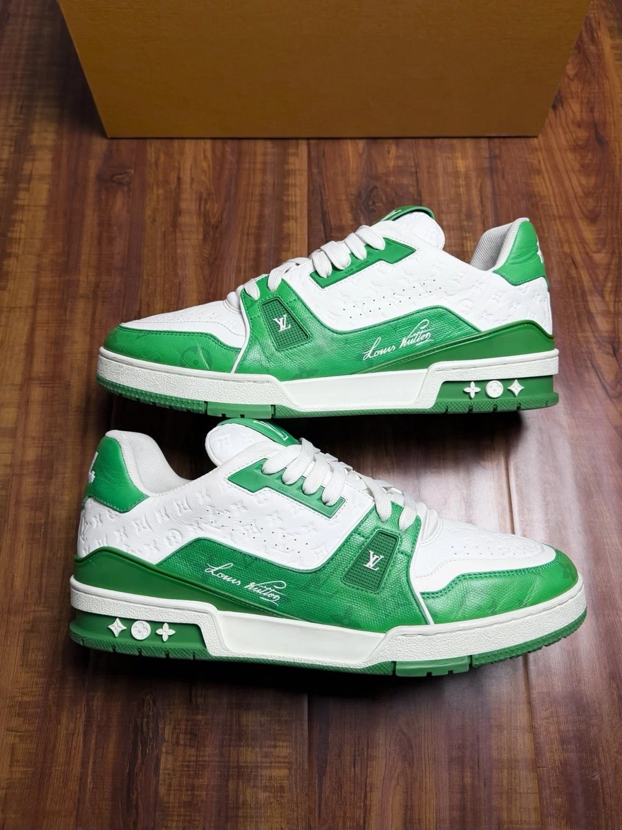 Louis Vuitton Trainer Low #54 Signature - White Green for sale | eBay