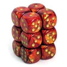 Chessex: D6 Scarab Dice sets - 16mm Scarlet / Gold