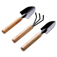 3 PCS Heavy Duty Garden Trowel & Fork Gift Set | Wood Handle Carbon Steel 30cm