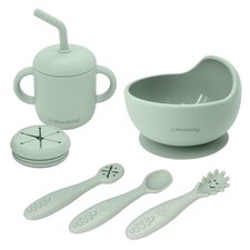 6 PCS Mess Free Toddler Silicone Meal Set Suction Bowl Cutlery Snack Cup