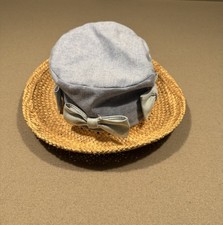 1990 s Oshkosh RARE Straw Boater Hat W/ Bows Girls