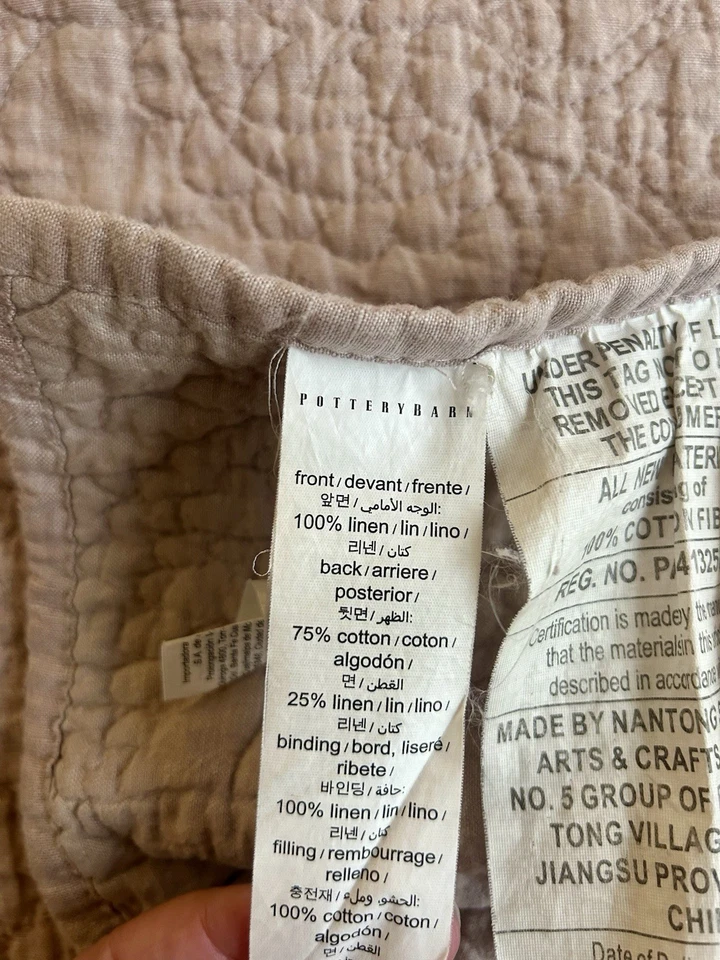Edredón Pottery Barn Belga Lino Punto Floral Talla King Foto 4 de 4