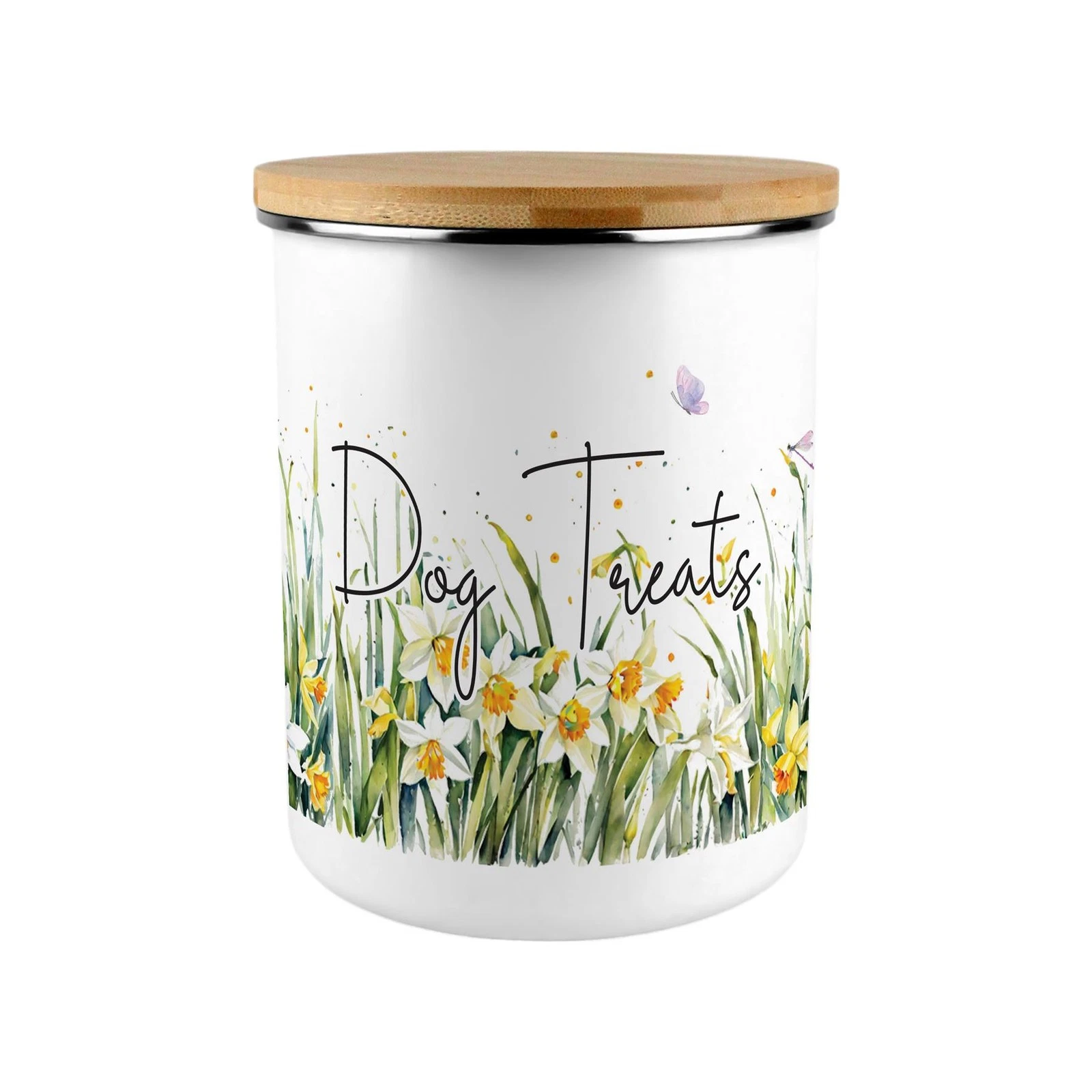 Large Dog Treats Storage - Daffodil Meadow Canister - Homeware Gift