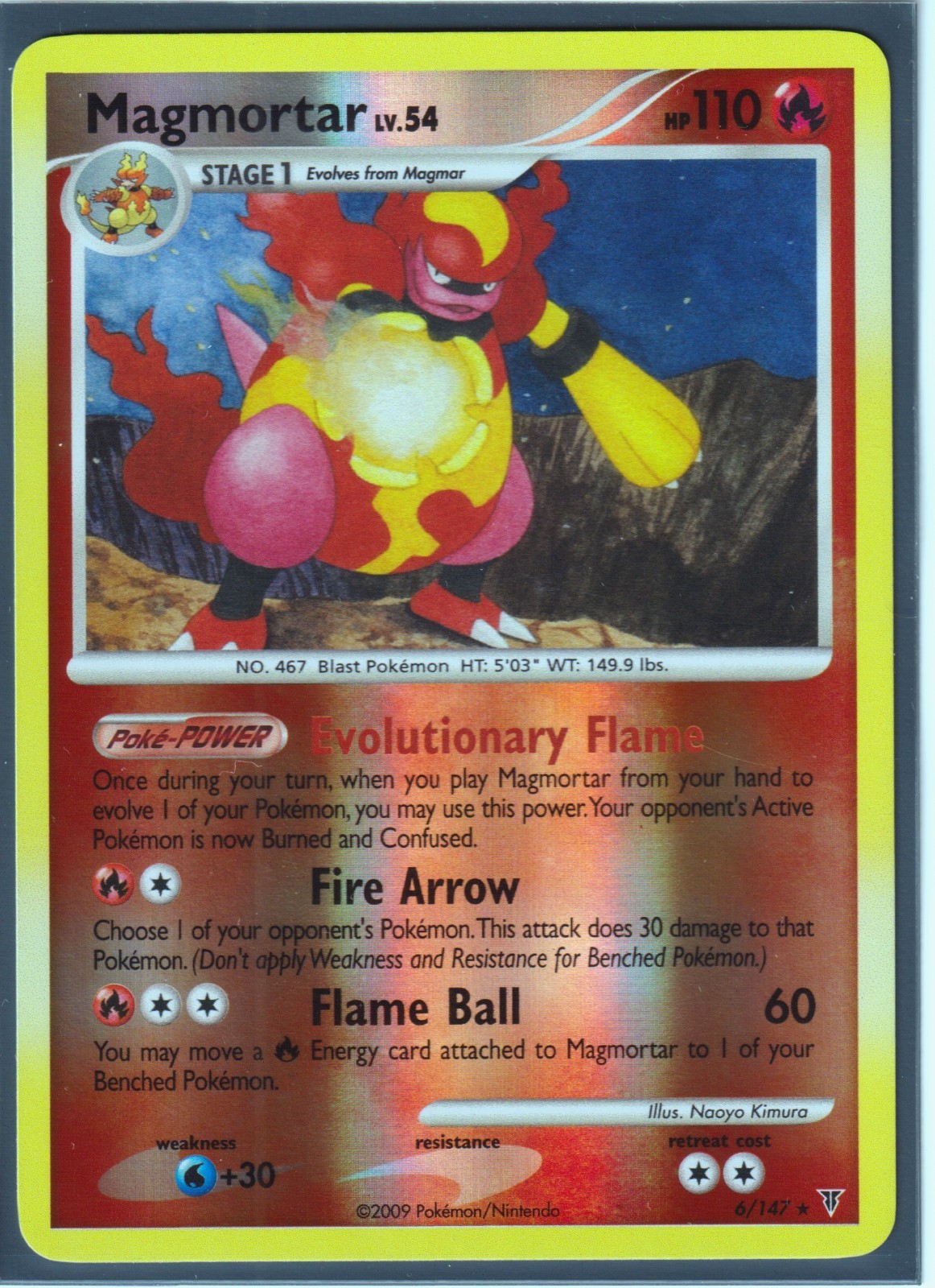 2009 MAGMORTAR #6/147 SUPREME VICTORS POKEMON CARD- REVERSE HOLO - RARE -NM