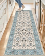 2x6 Soft Non Slip Washable Runner Rug Blue Carpet Hallway Kitchen Non Slip Rug