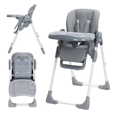 Foldable Baby Dining Chair High Chair Infant Feeding Chair with Removable Tray