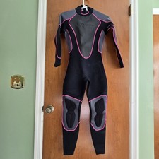 EVO Elite 3mm Women Full Length Wetsuit Size 5/6 Black Pink Trim