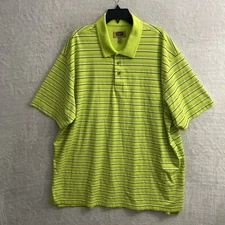 The Foundry Men’s Polo Shirt Neon Green Striped 3XLT Polyester Short Sleeve
