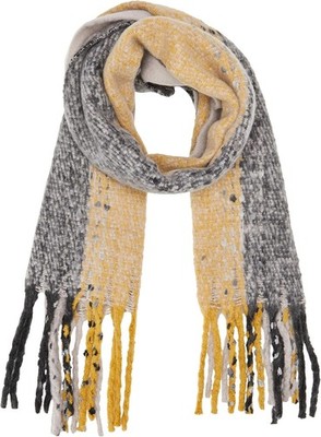 ICHI Damen IASAGE SC Mode Schal Tuch Winterschal, Grau/Gelb, One Size