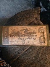 1863 $5 Dollar T60 Banknote Confederate States of America Currency 