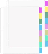 16Pcs/2 Set Clear Sheet Protectors for 3 Ring Binder Letter Size, 8 Tab Plast...