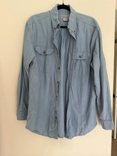 Vintage Carhartt Blue Button-Up Shirt Size L - GREAT CONDITION 
