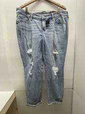 Torrid Light Blue Mid Rise Distressed Straight Boyfriend Jeans Size 18 NWT